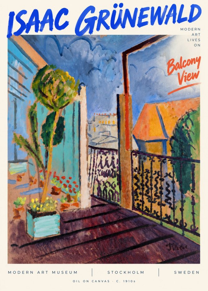 Isaac Grünewald The Balcony No6 - Poster