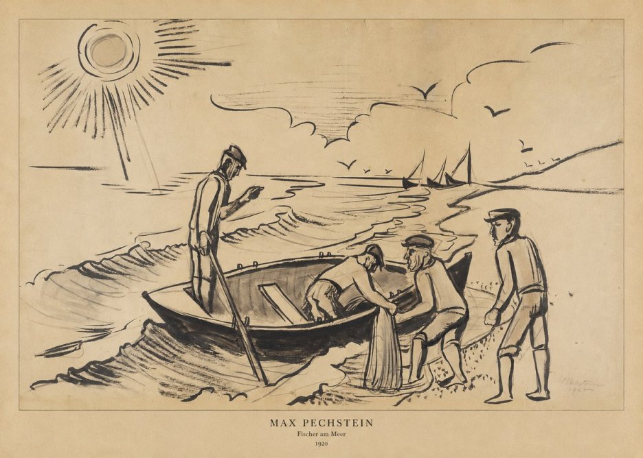 Max Pechstein Fischer Am Meer - 1920 No6 - Poster