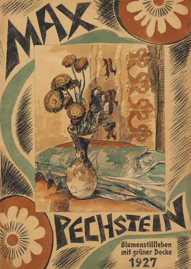 Max Pechstein Blumenstillleben Mit Grüner Decke No6 - Poster
