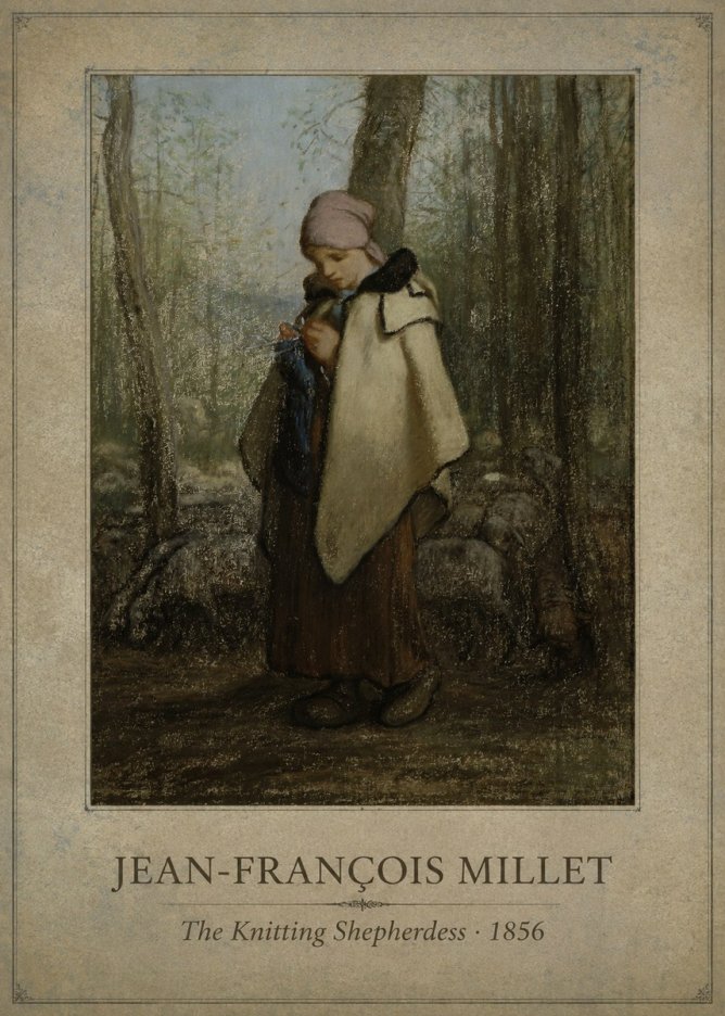 Jean-François Millet The Knitting Shepherdess · 1856 No1 - Poster