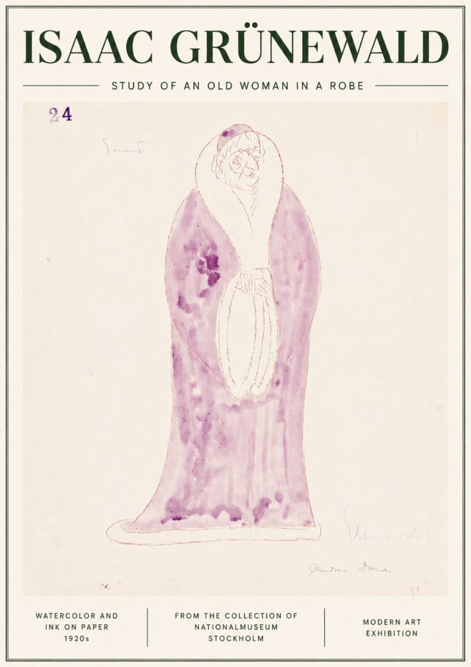Isaac Grünewald Study of an Old Woman in a Robe No3 - Poster