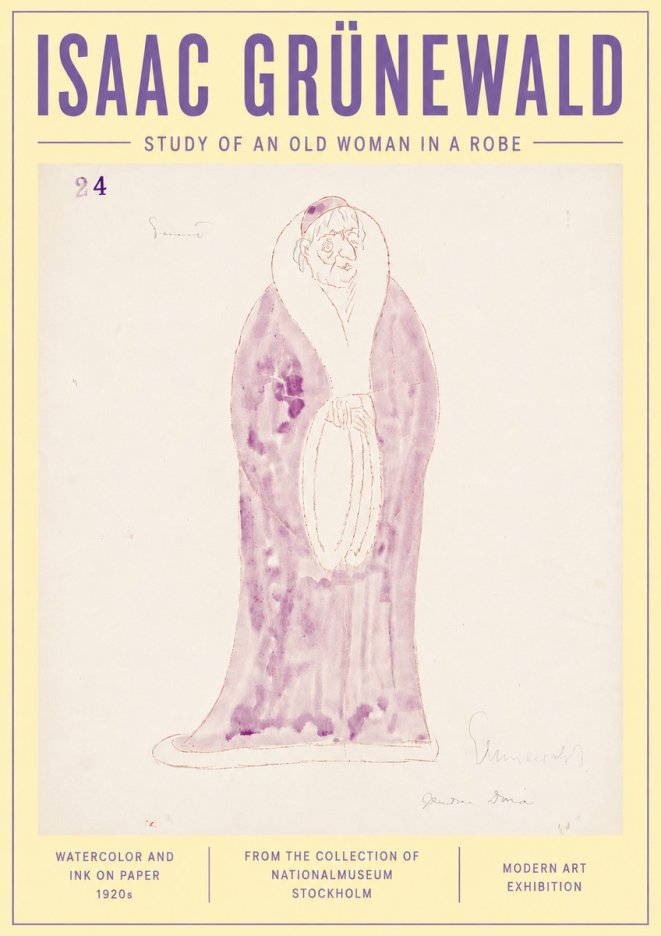 Isaac Grünewald Study of an Old Woman in a Robe No6 - Poster