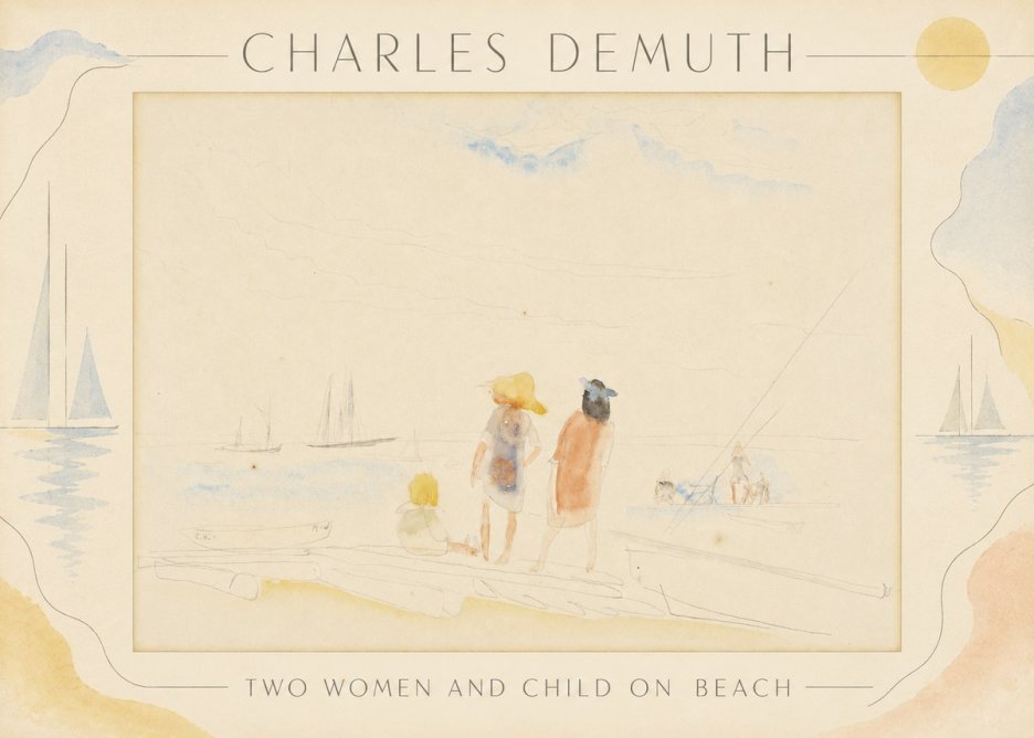 Charles Demuth Two Women and Child on Beach No3 - Poster