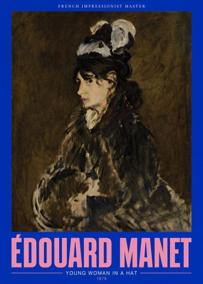 Édouard Manet Young Woman in a Hat I No3 - Poster