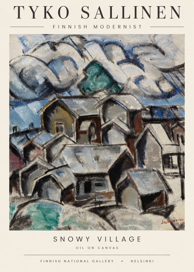 Tyko Sallinen Snowy Village No1 - Poster