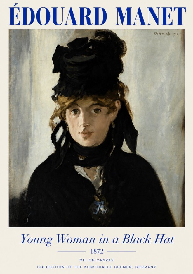Édouard Manet Young Woman in a Black Hat I No4 - Poster