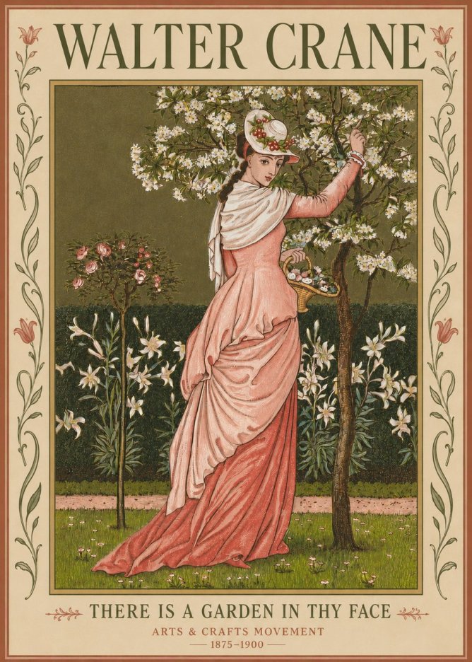 Walter Crane There Is a Garden in Thy Face I No3 - Poster