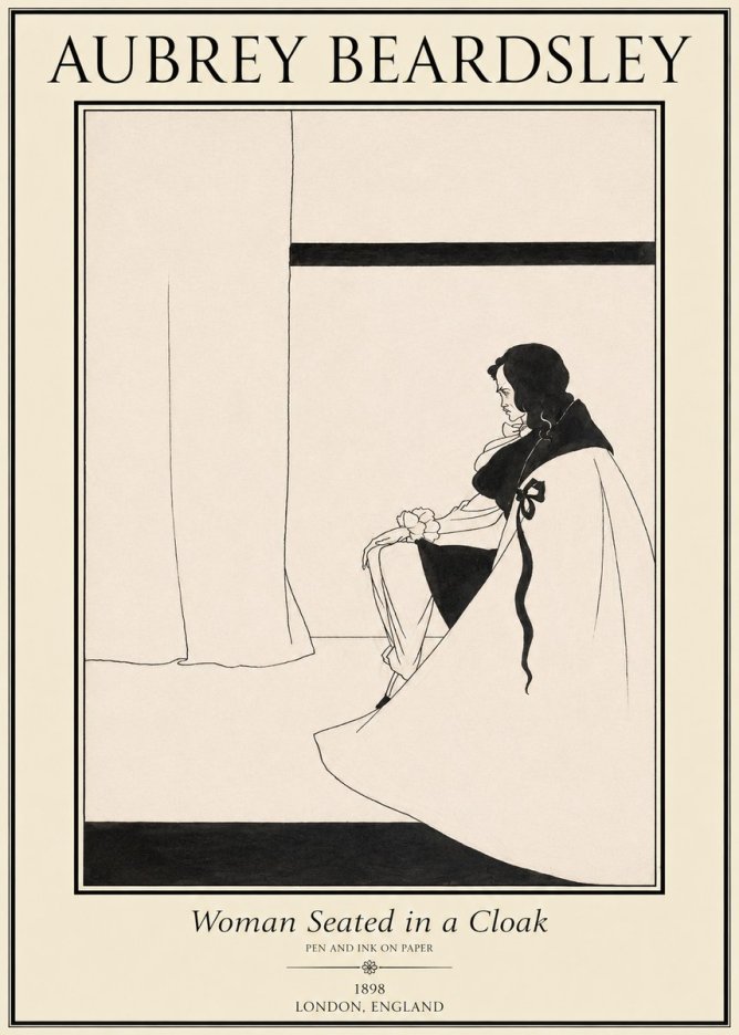 Aubrey Beardsley Woman Seated in a Cloak No1 - Poster