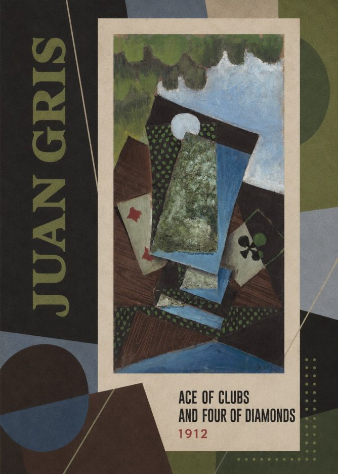 Juan Gris Ace of Clubs and Four of Diamonds No3 - Poster
