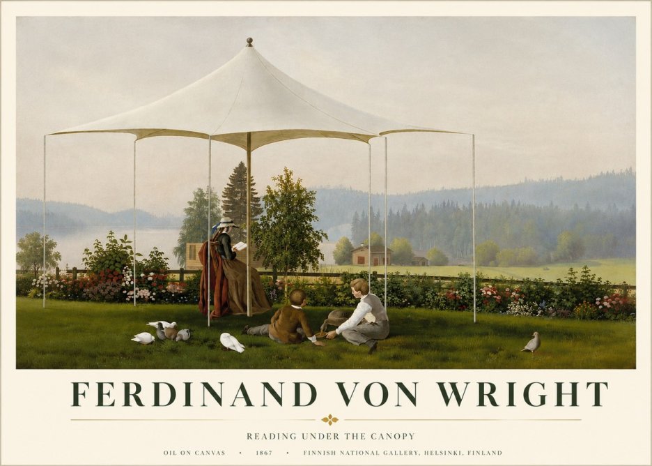 Ferdinand von Wright Reading Under the Canopy No3 - Poster
