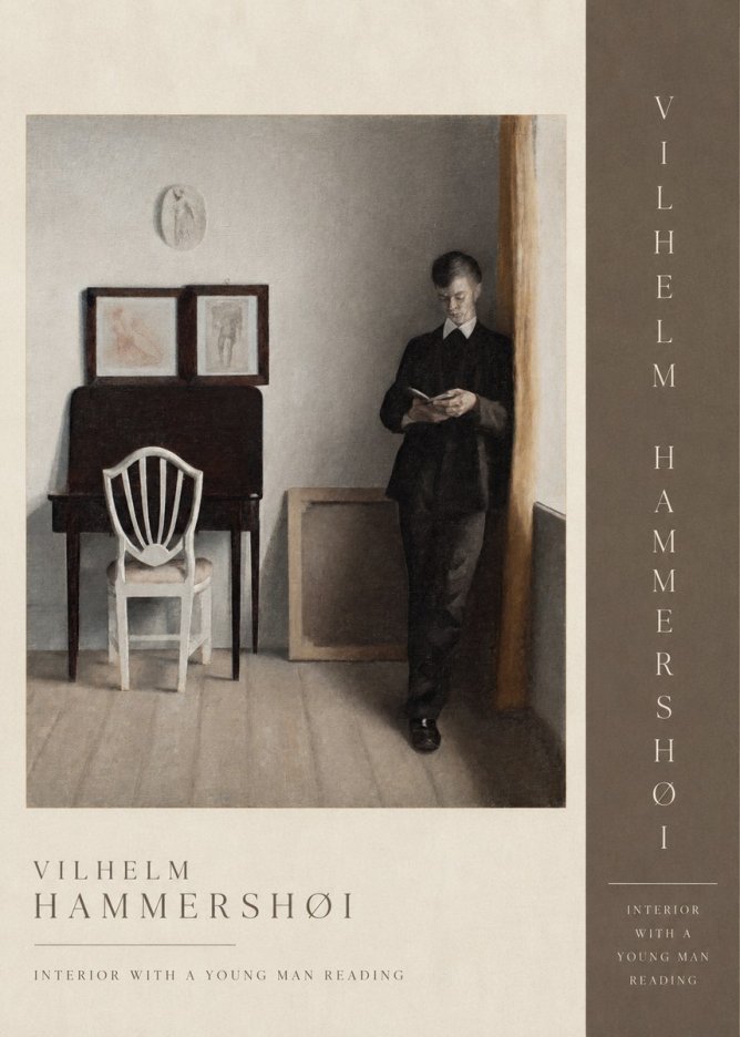 Vilhelm Hammershøi Interior with a Young Man Reading No2 - Poster