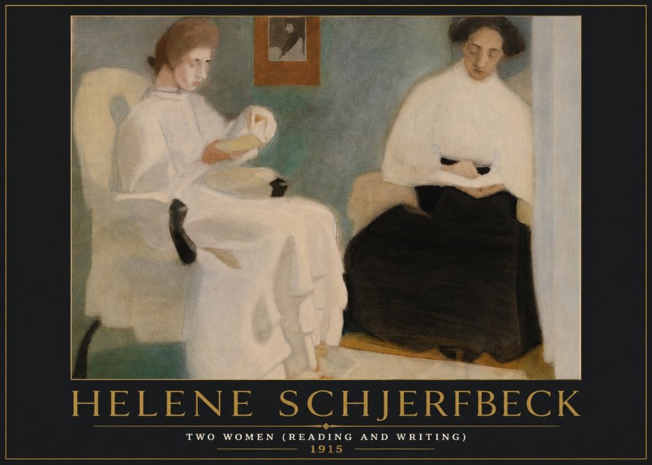 Helene Schjerfbeck Two Women (Reading and Writing) No6 - Poster