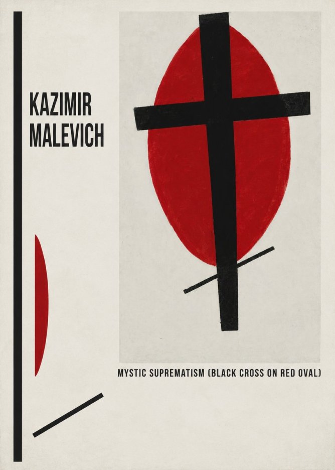 Kazimir Malevich Mystic Suprematism (Black Cross on Red Oval) No6 - Poster