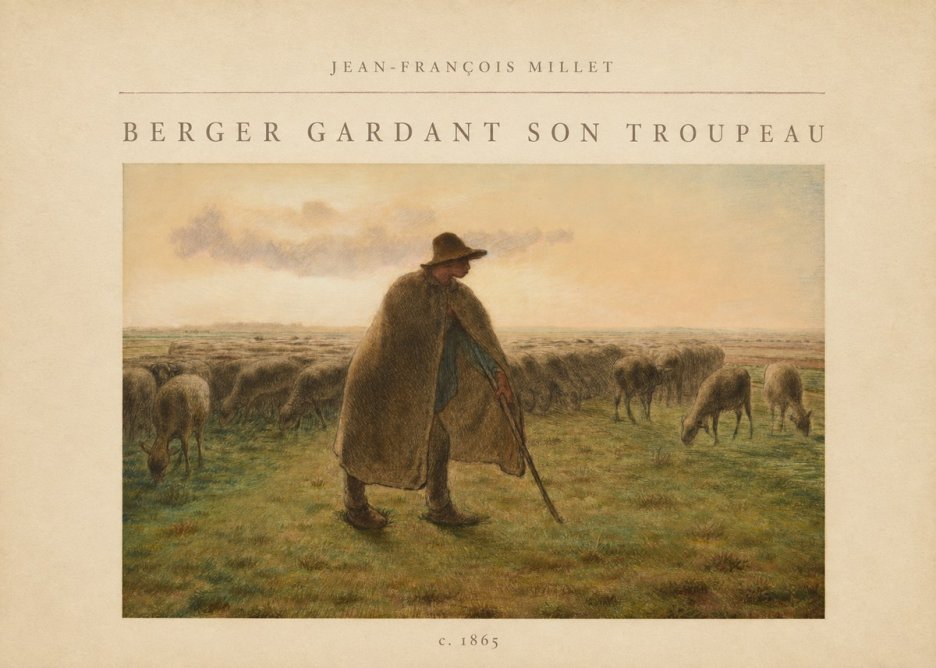 Jean-François Millet Berger Gardant Son Troupeau No5 - Poster