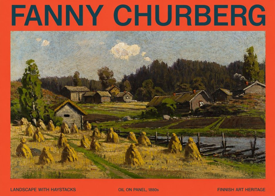 Fanny Churberg Landscape with Haystacks No2 - Poster