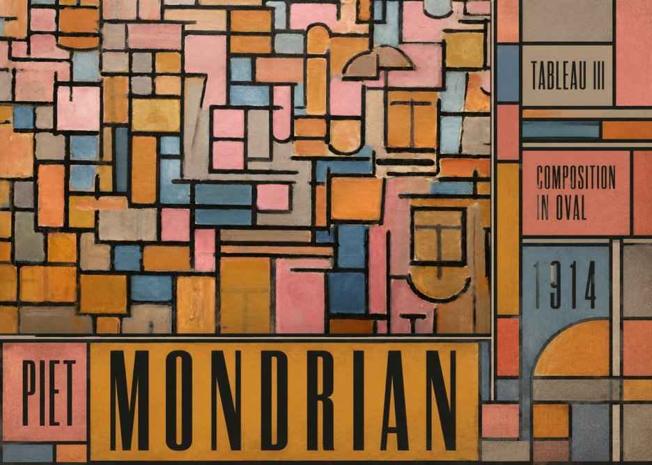 Piet Mondrian Tableau Iii — Composition in Oval No5 - Poster