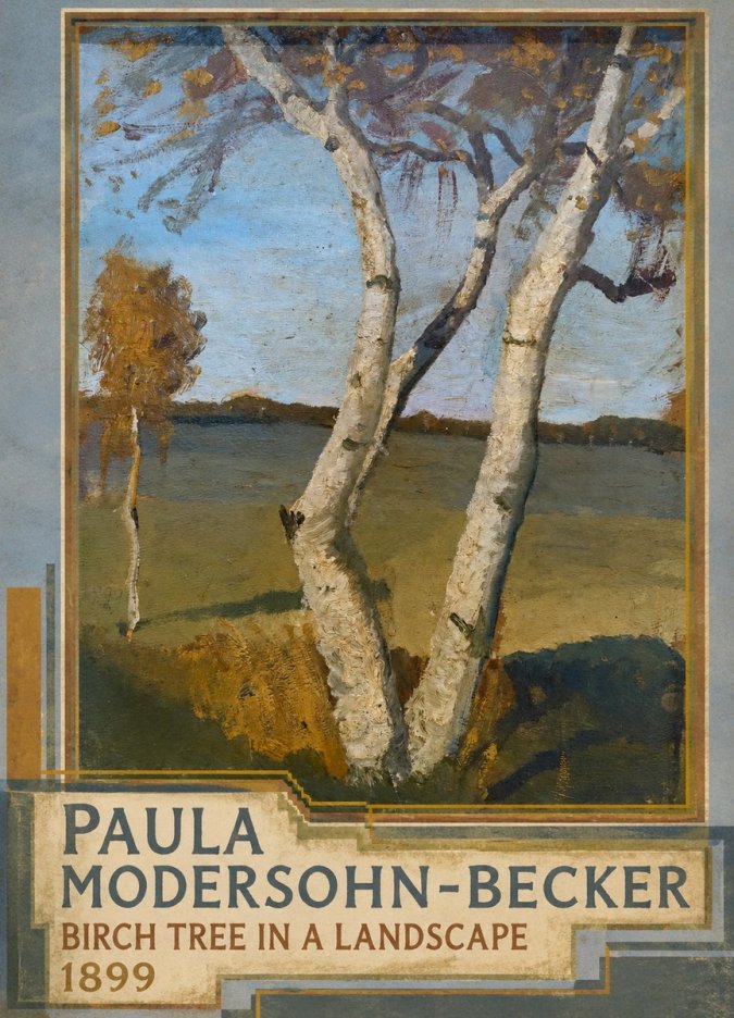 Paula Modersohn-Becker Birch Tree in a Landscape No5 - Poster