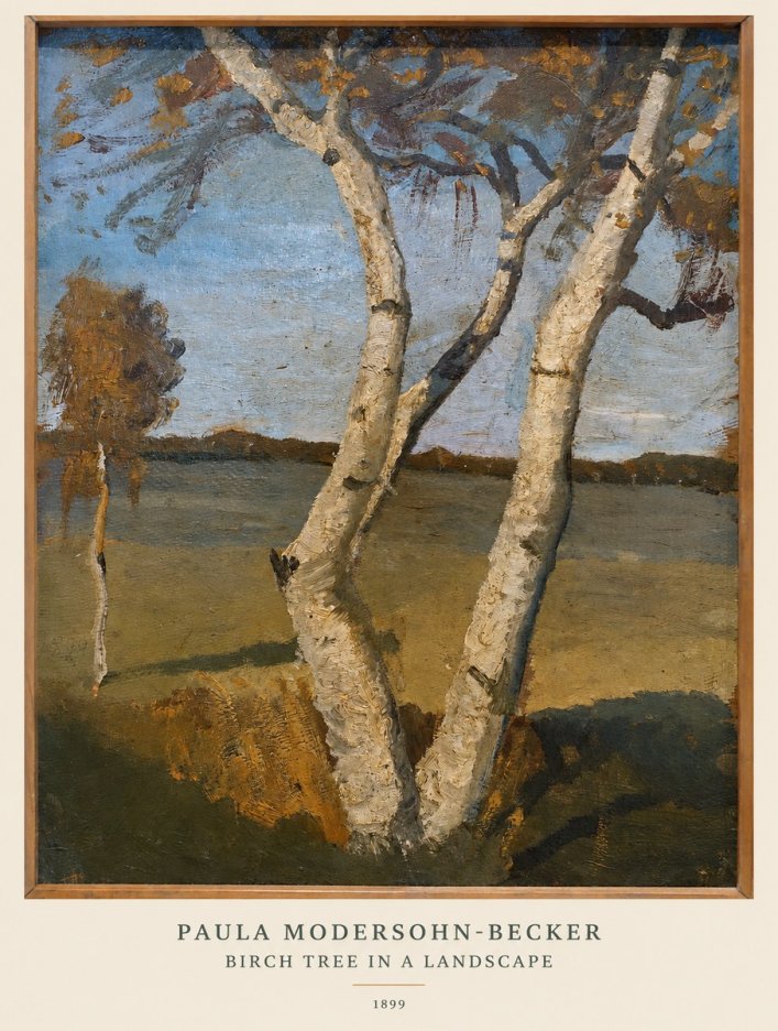 Paula Modersohn-Becker Birch Tree in a Landscape No6 - Poster