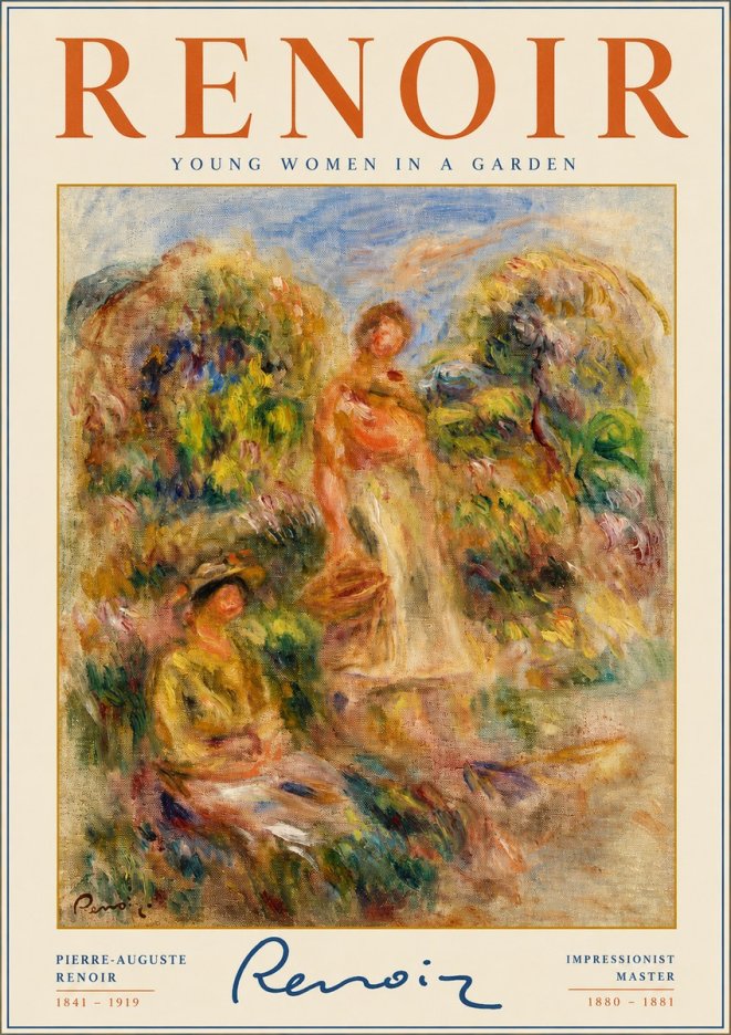 Renoir Young Women in a Garden No2 - Poster