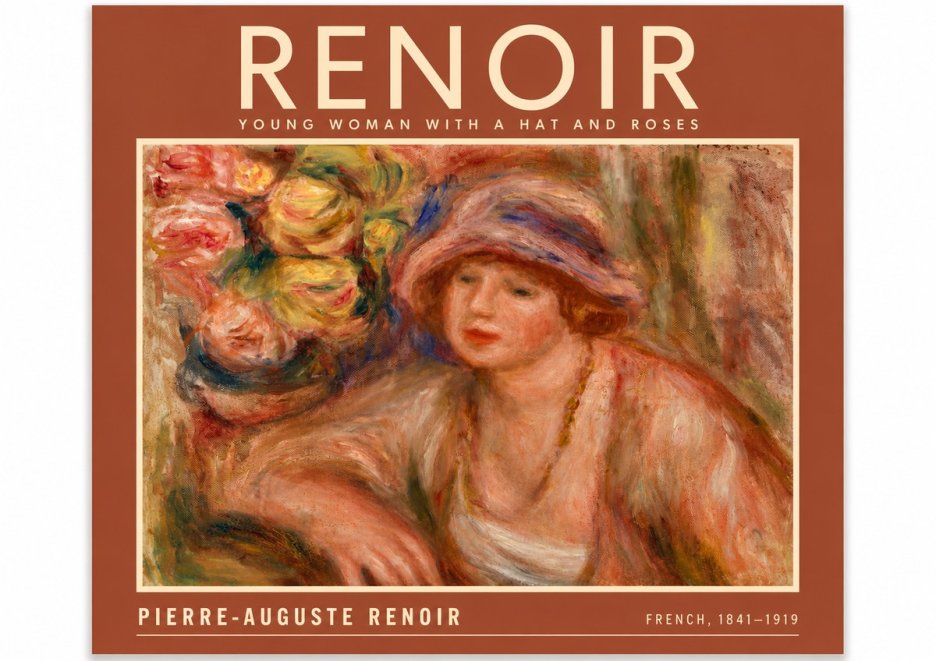 Renoir Young Woman with a Hat and Roses No6 - Poster
