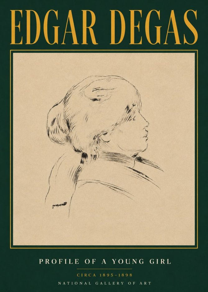 Edgar Degas Profile of a Young Girl No4 - Poster
