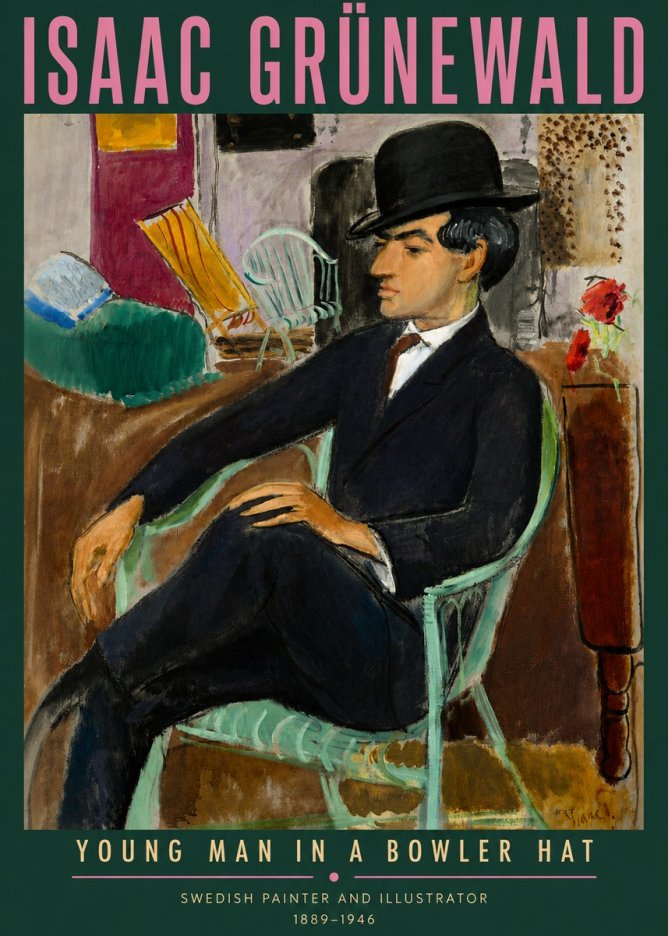 Isaac Grünewald Young Man in a Bowler Hat No3 - Poster