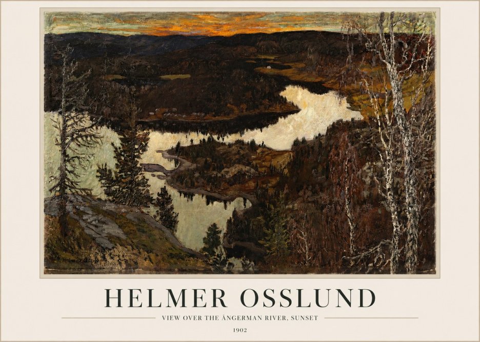 Helmer Osslund View over the Angerman River, Sunset No1 - Poster