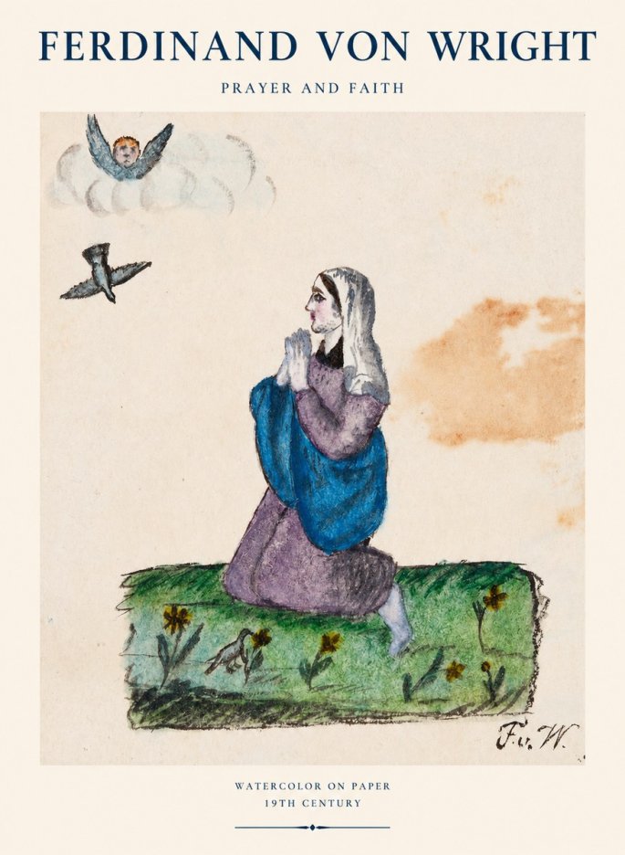 Ferdinand von Wright A Woman in Prayer No2 - Poster