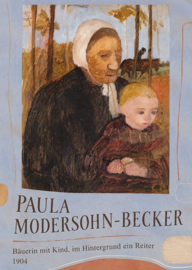 Paula Modersohn-Becker Bäuerin Mit Kind, Im Hintergrund Ein Reiter No3 - Poster