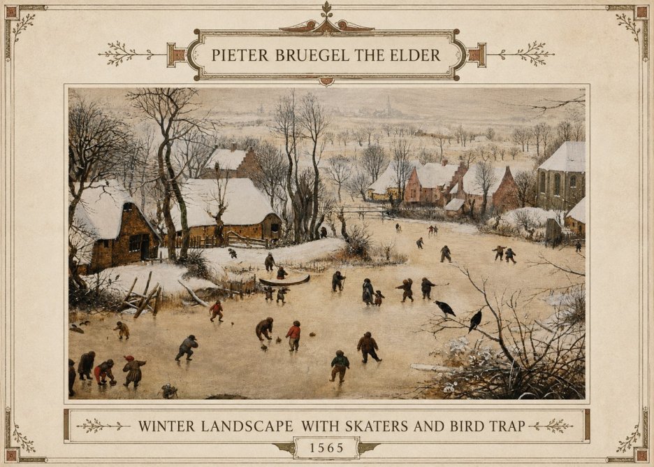 Pieter Bruegel Winter Landscape with Skaters and Bird Trap No3 - Poster