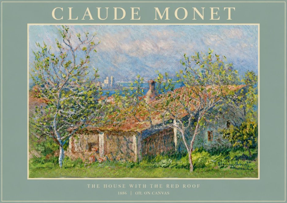 Monet The House with the Red Roof No4 - Poster