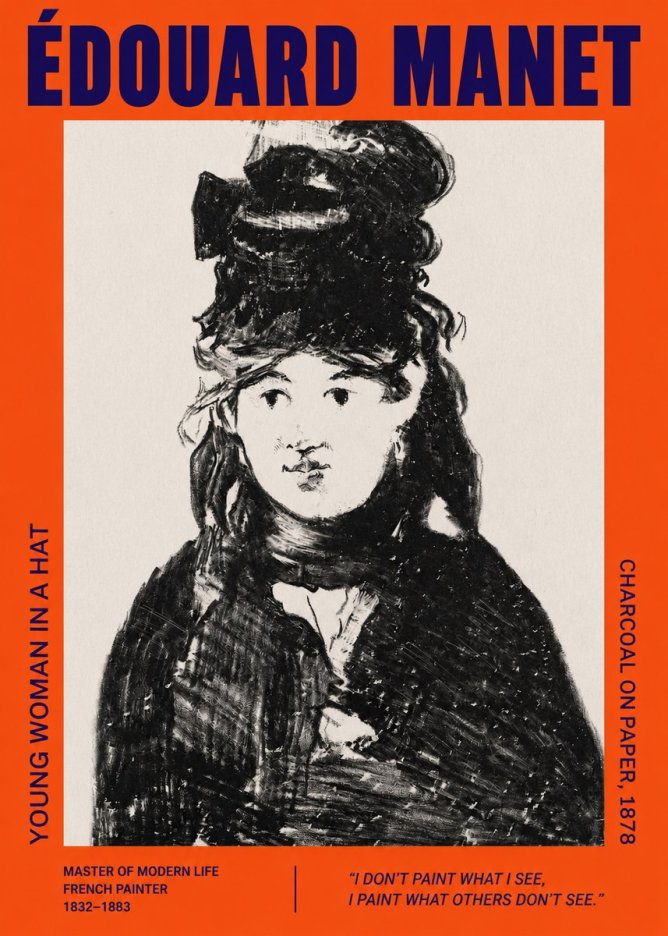 Édouard Manet Young Woman in a Hat III No2 - Poster