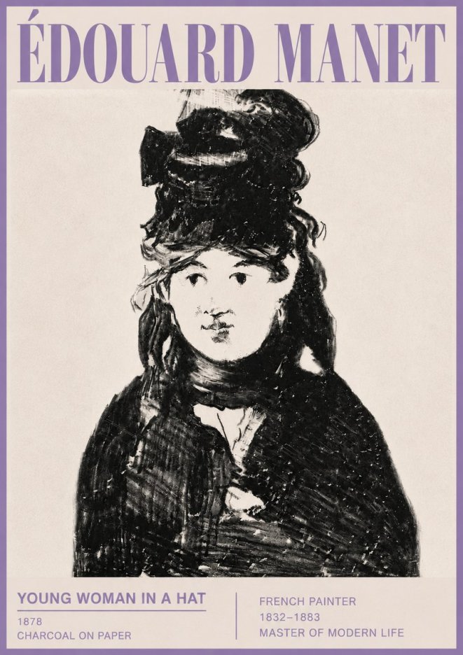 Édouard Manet Young Woman in a Hat III No5 - Poster