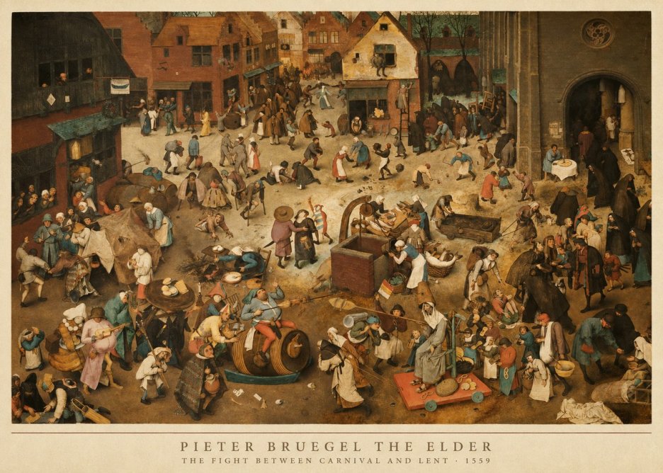 Pieter Bruegel The Fight Between Carnival and Lent III No5 - Poster
