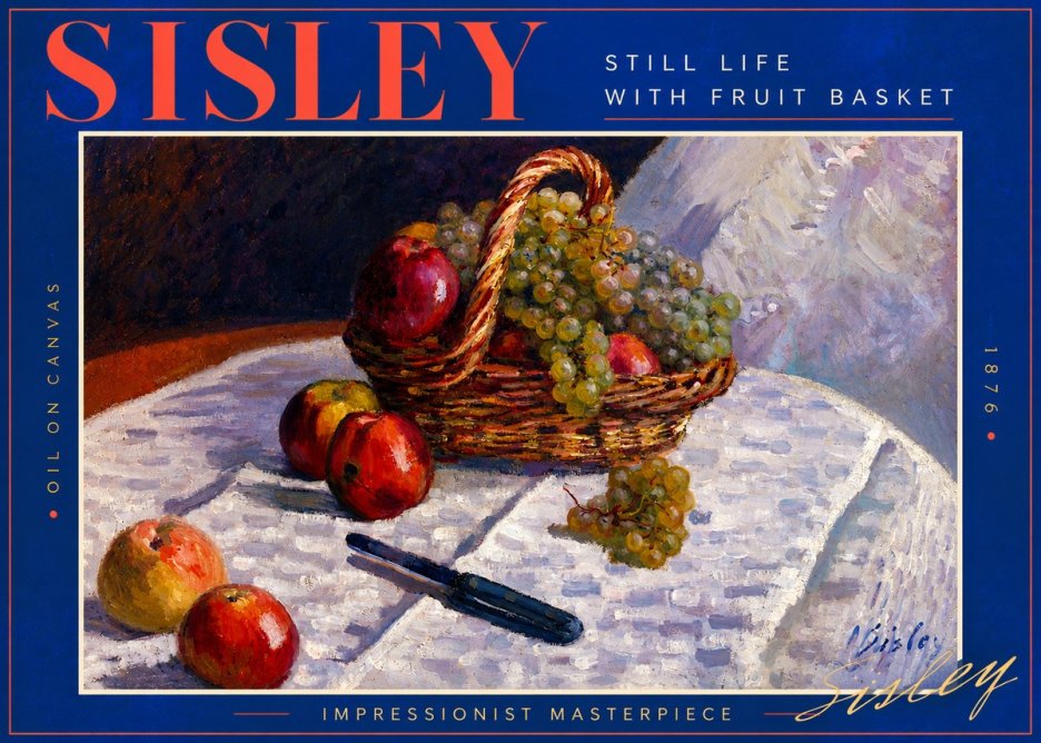Sisley Still Life with Fruit Basket No3 - Poster
