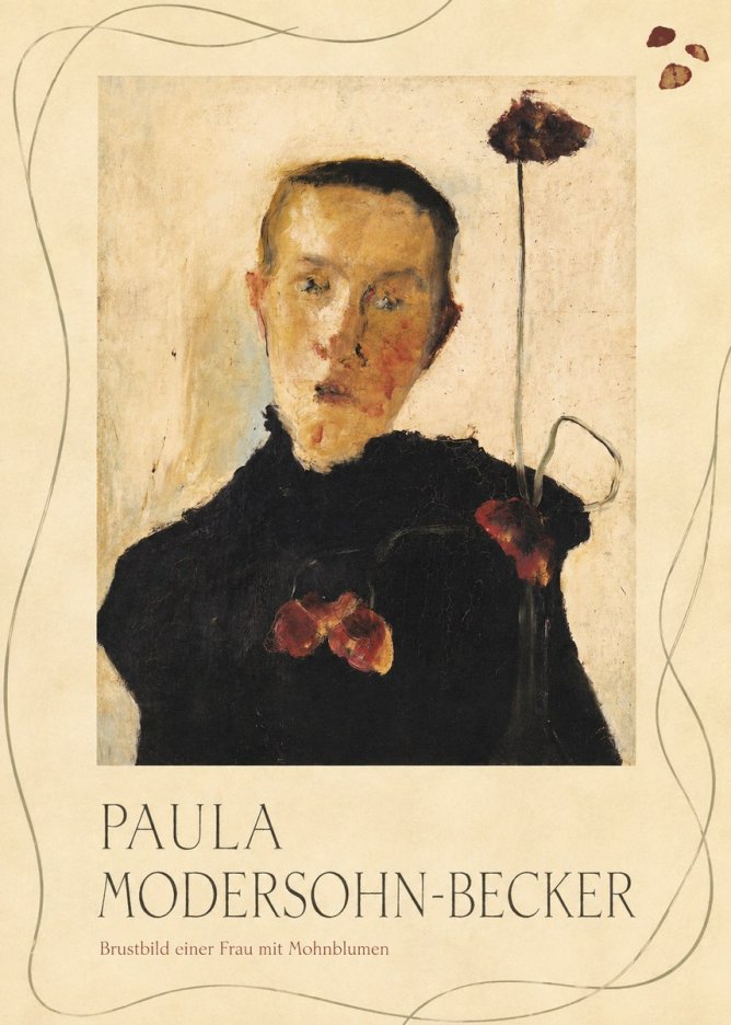 Paula Modersohn-Becker Brustbild Einer Frau Mit Mohnblumen No3 - Poster