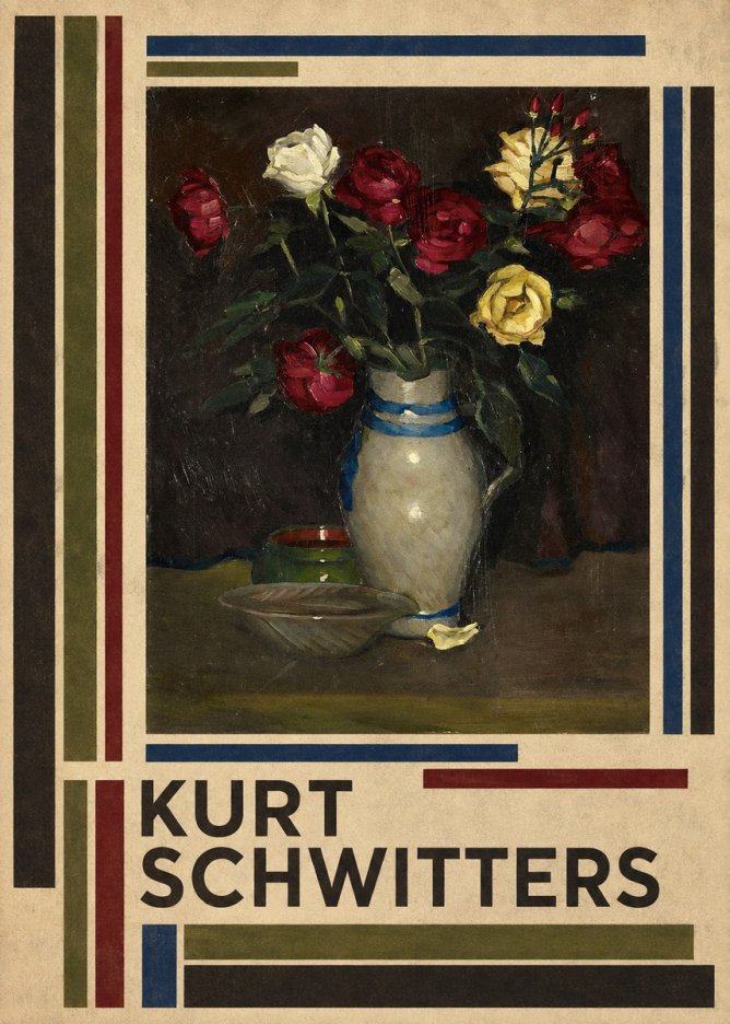 Kurt Schwitters Still Life with Roses No4 - Poster