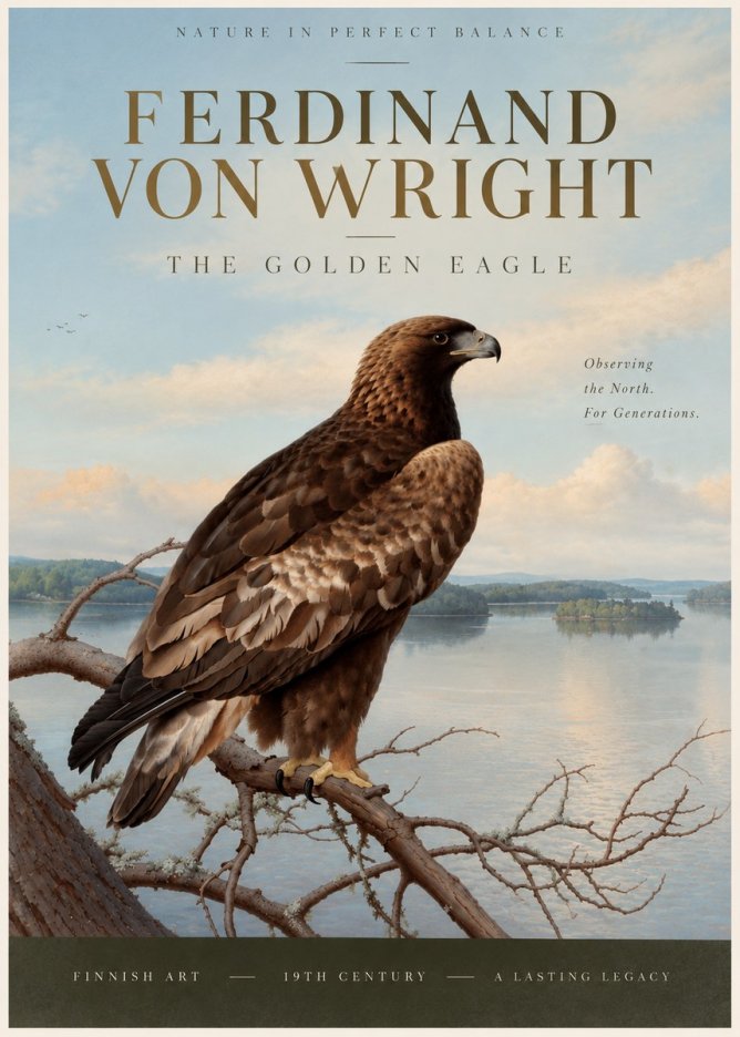 Ferdinand von Wright Eagle Perched by the Lake No4 - Poster