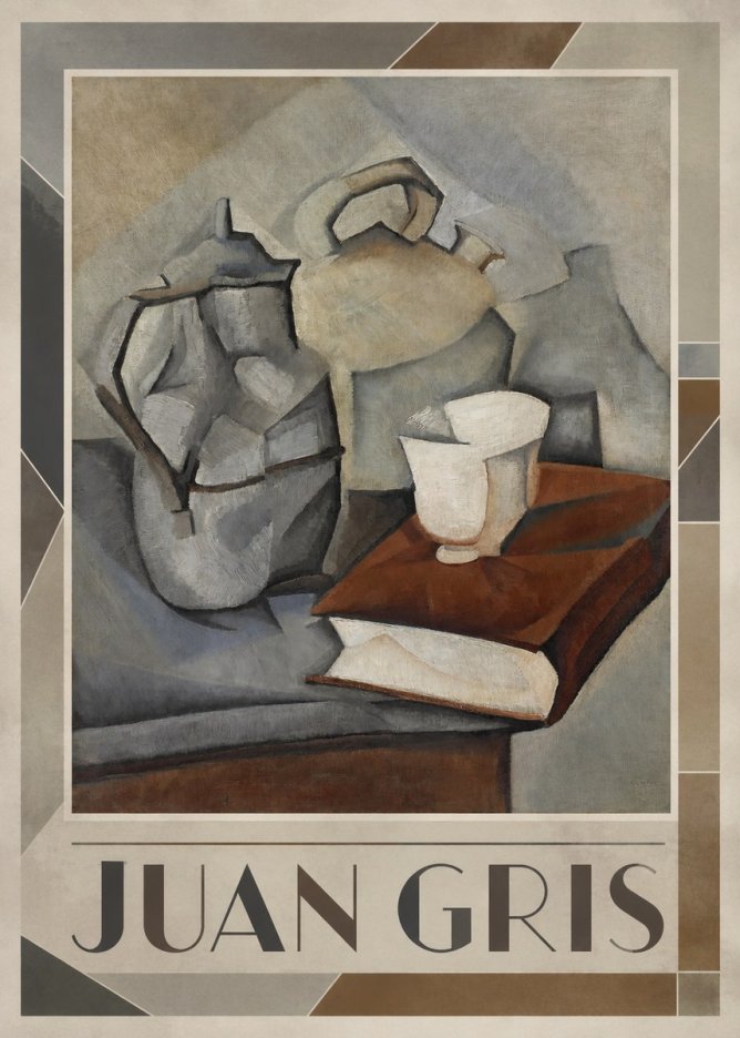Juan Gris Still Life with Book and Vessels No1 - Poster