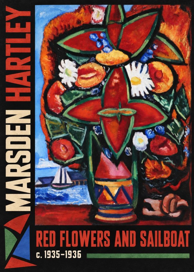 Marsden Hartley Red Flowers and Sailboat No3 - Poster