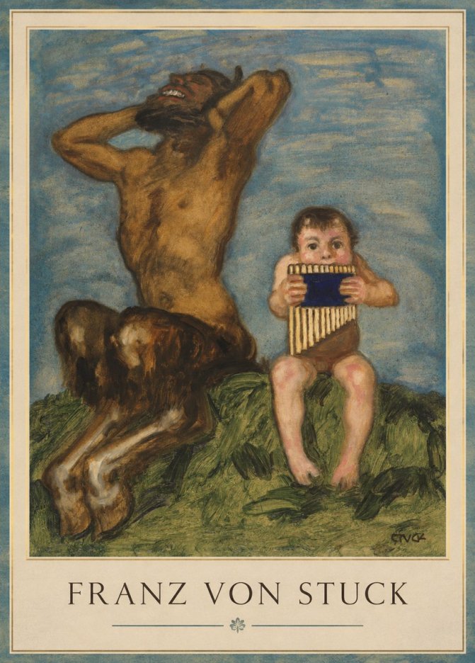 Franz von Stuck Laughing Faun and Playing Putto No1 - Poster