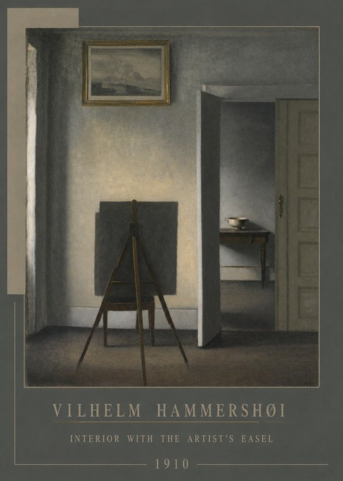 Vilhelm Hammershøi Interior with the Artist's Easel II No4 - Poster