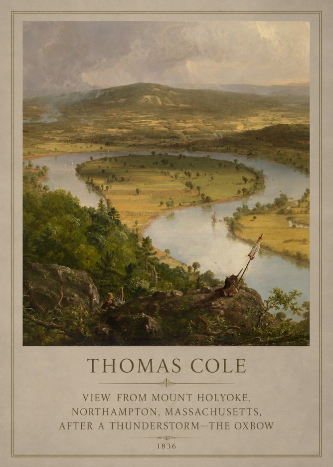 Thomas Cole View from Mount Holyoke, Northampton, Massachusetts, After a Thunderstorm—the Oxbow III No5 - Poster