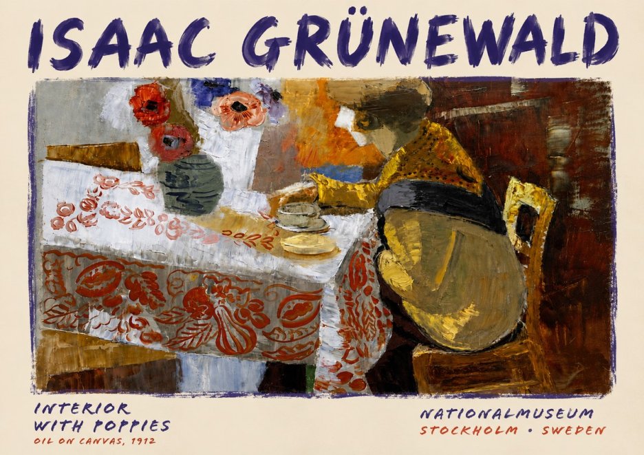 Isaac Grünewald Interior with Poppies No6 - Poster
