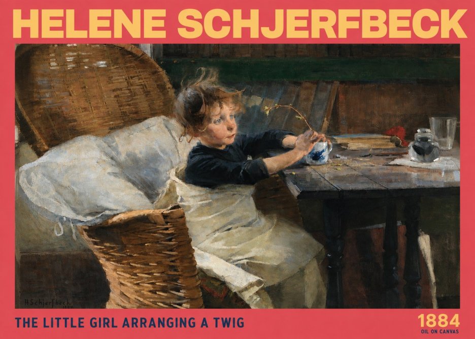 Helene Schjerfbeck The Little Girl Arranging a Twig No2 - Poster