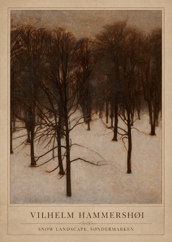 Vilhelm Hammershøi Snow Landscape, Søndermarken No1 - Poster