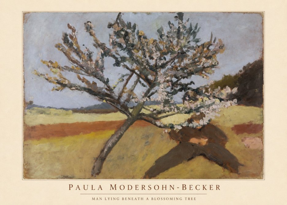 Paula Modersohn-Becker Man Lying Beneath a Blossoming Tree No5 - Poster