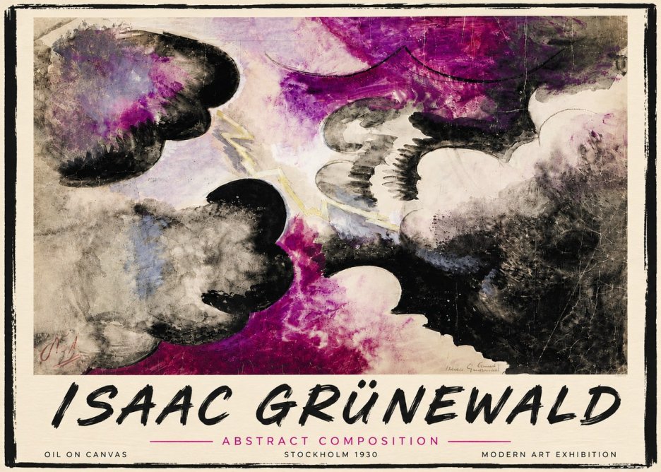 Isaac Grünewald Abstract Composition No5 - Poster