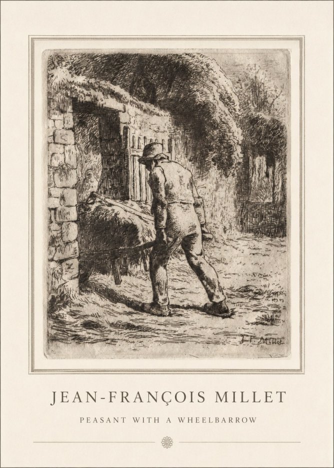 Jean-François Millet Peasant with a Wheelbarrow No4 - Poster