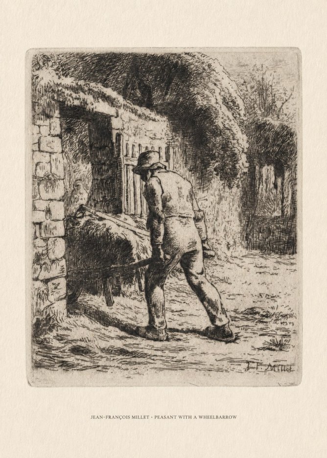 Jean-François Millet Peasant with a Wheelbarrow No6 - Poster